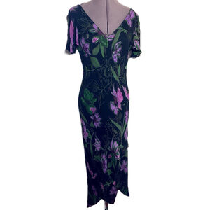 Eva Blue Vtg Y2K Floral Fairy Beaded Layered Maxi Dress Sz 10 Whimsigoth Wedding